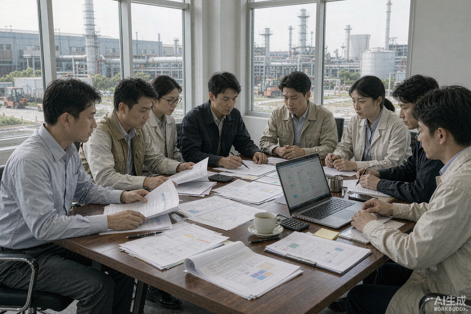 会议室里采购与工艺人员对着多家的报价单与规格表反复核对