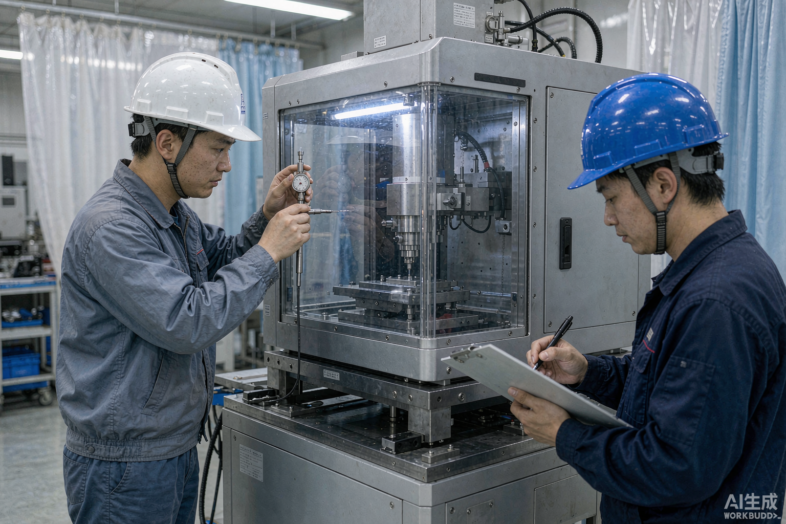 出厂验收现场工程师在设备内量测并记录