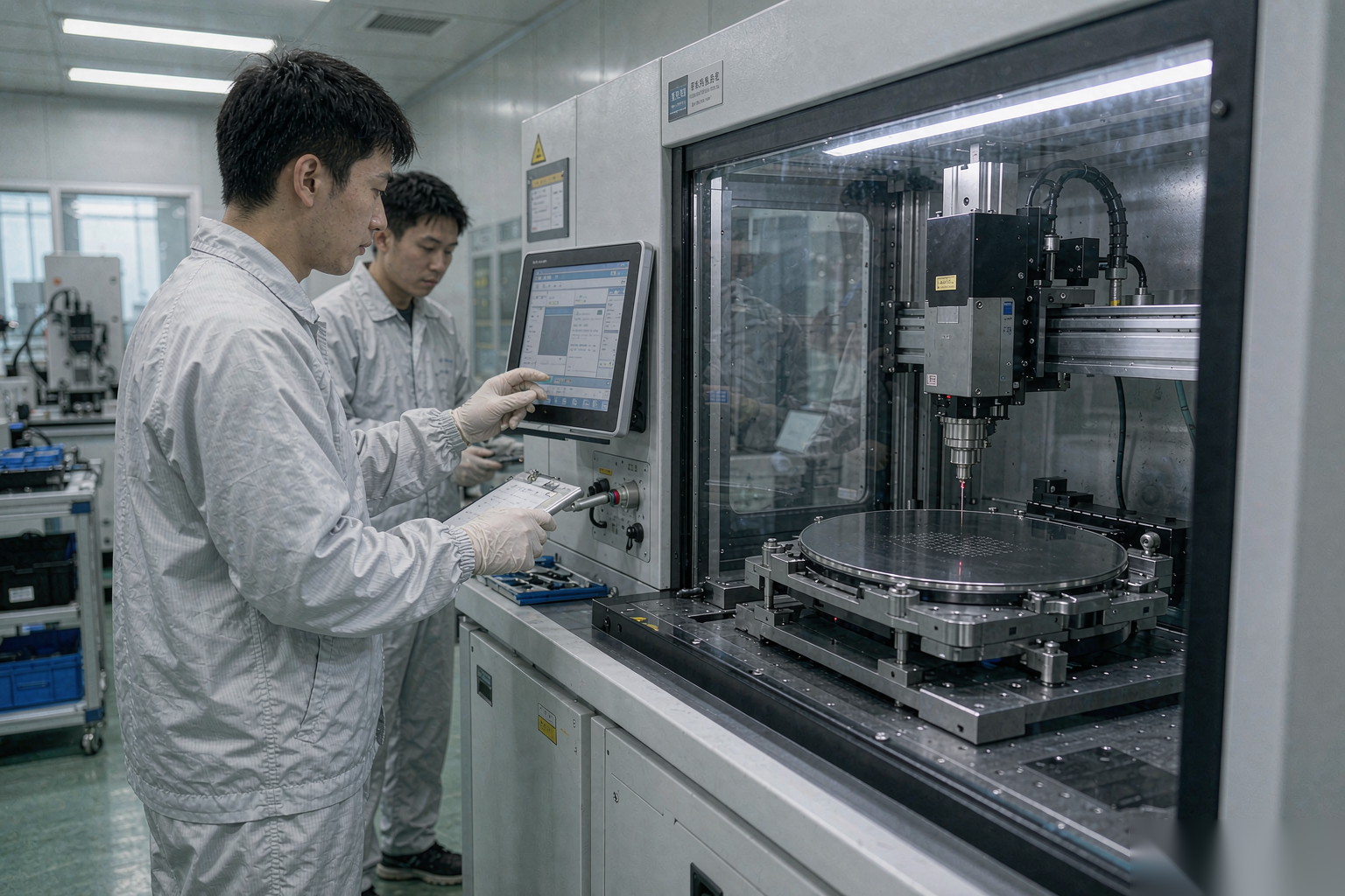 帝耐激光售后工程师在客户端做 DN-Wafer-Marker 现场维护与配方更新