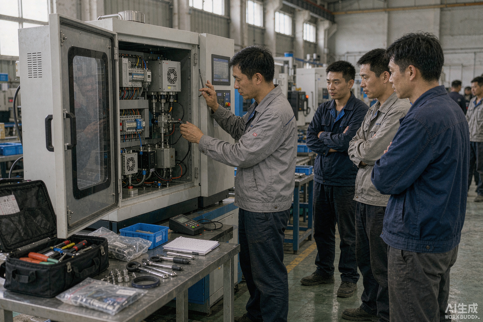 帝耐激光服务工程师在客户车间为塑料焊接机现场维保